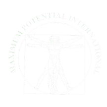Vitruvian Man with "Maximum Potential International" text.