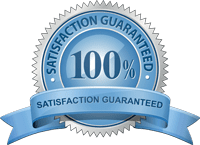 Blue badge with 100% satisfaction guaranteed.