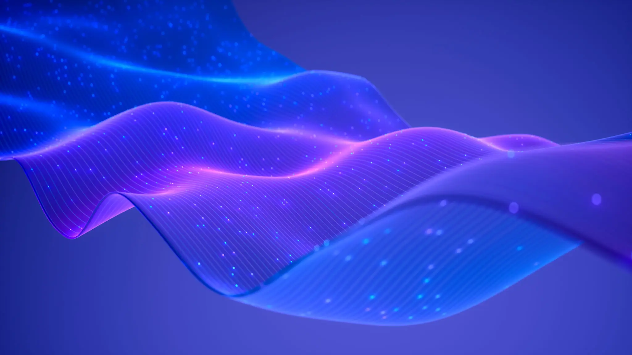 Abstract flowing wave with blue and purple hues.