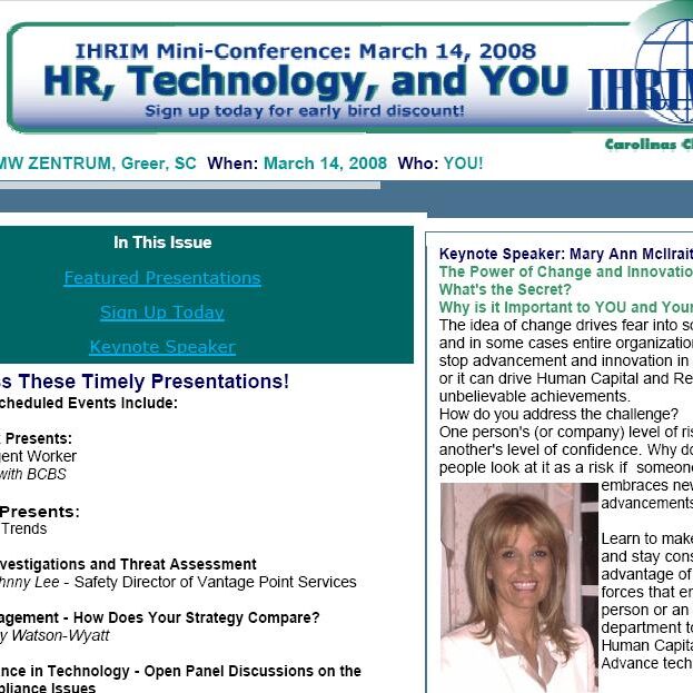 Conference flyer for HR and technology event.