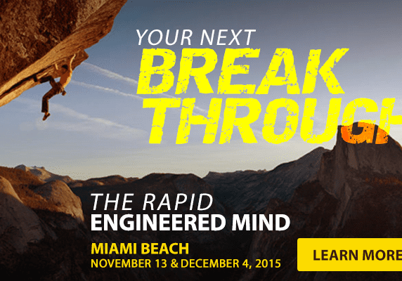 Promotional banner for a breakthrough event in Miami Beach.